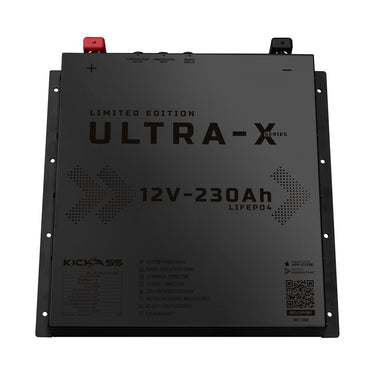 KickAss ProductsKickAss Ultra - X 230Ah 12V Deep Cycle Lithium Battery - Slimline BLACK EDITIONKA12230SLIMX - LION - BB