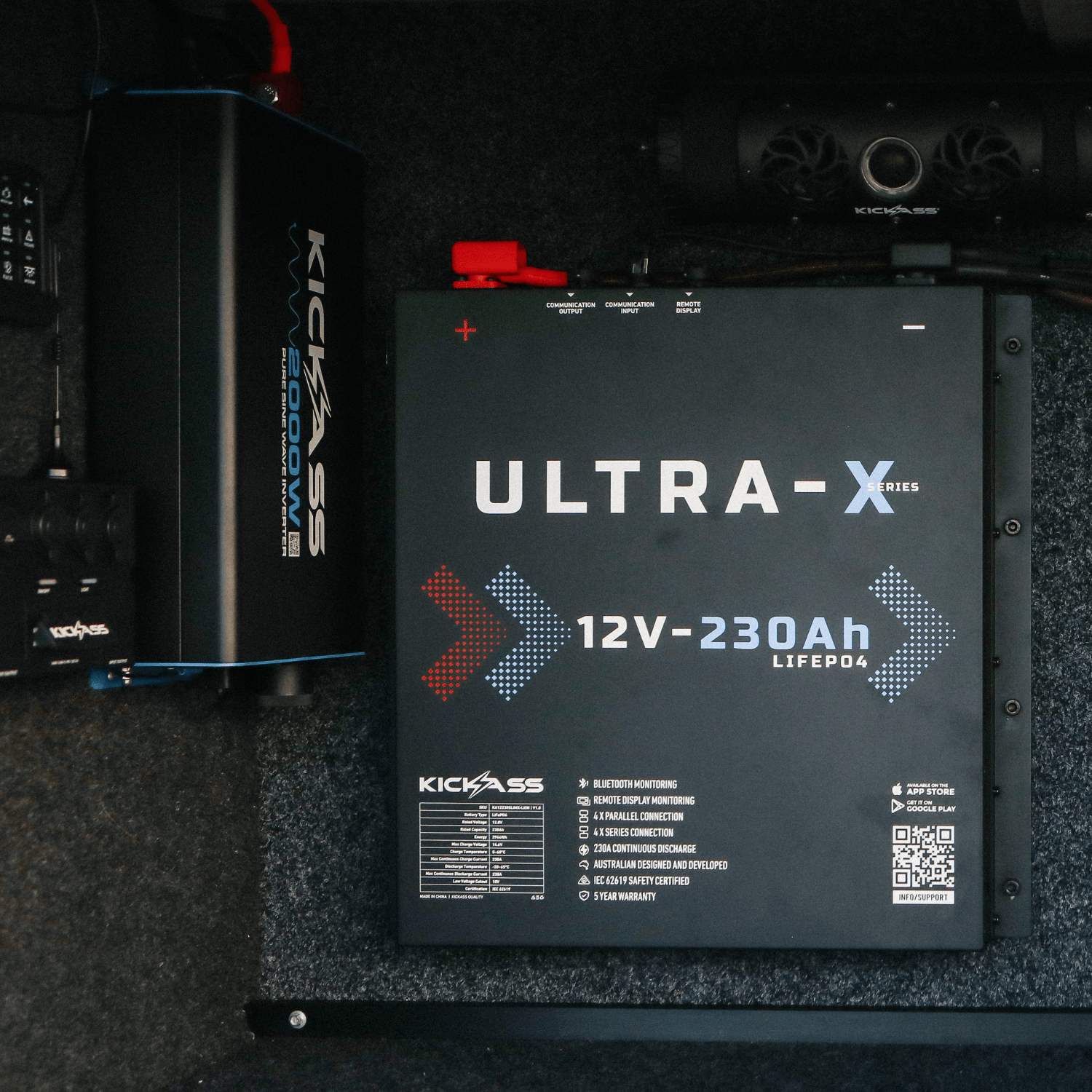 KickAss ProductsKickAss Ultra - X 230Ah 12V Deep Cycle Lithium Battery - SlimlineKA12230SLIMX - LION