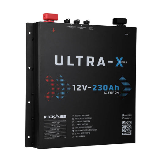 KickAss Smart 12V 230Ah Ultra-X Lithium Slimline Deep Cycle Battery LiFePO4