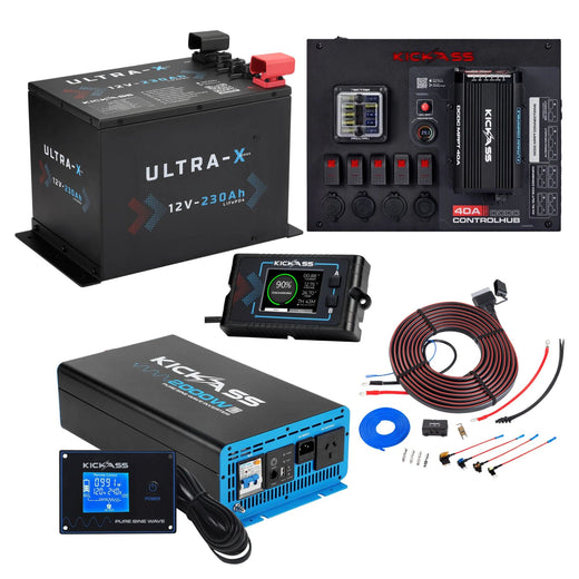 KickAss Ultra-X 230Ah Compact Lithium Complete Dual Battery Kit with Control Hub & 2000W Inverter