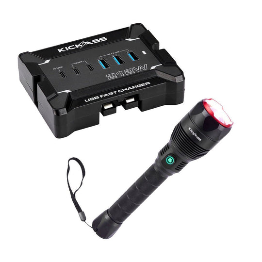KickAss ProductsKickAss Ultra Zoom 1000 LED Flashlight + 12V Anderson To USB Fast Charger BundleKABUN-ULTRAZOOM-ANDUSB