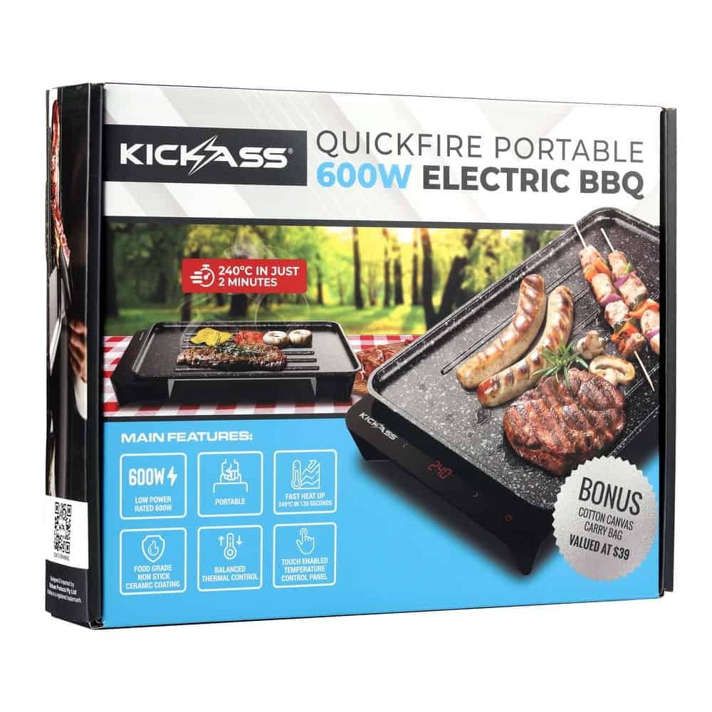 KickAss Quickfire Portable 600W Electric BBQ & Induction Cooktop Combo