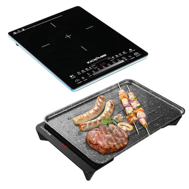 KickAss Quickfire Portable 600W Electric BBQ & Induction Cooktop Combo