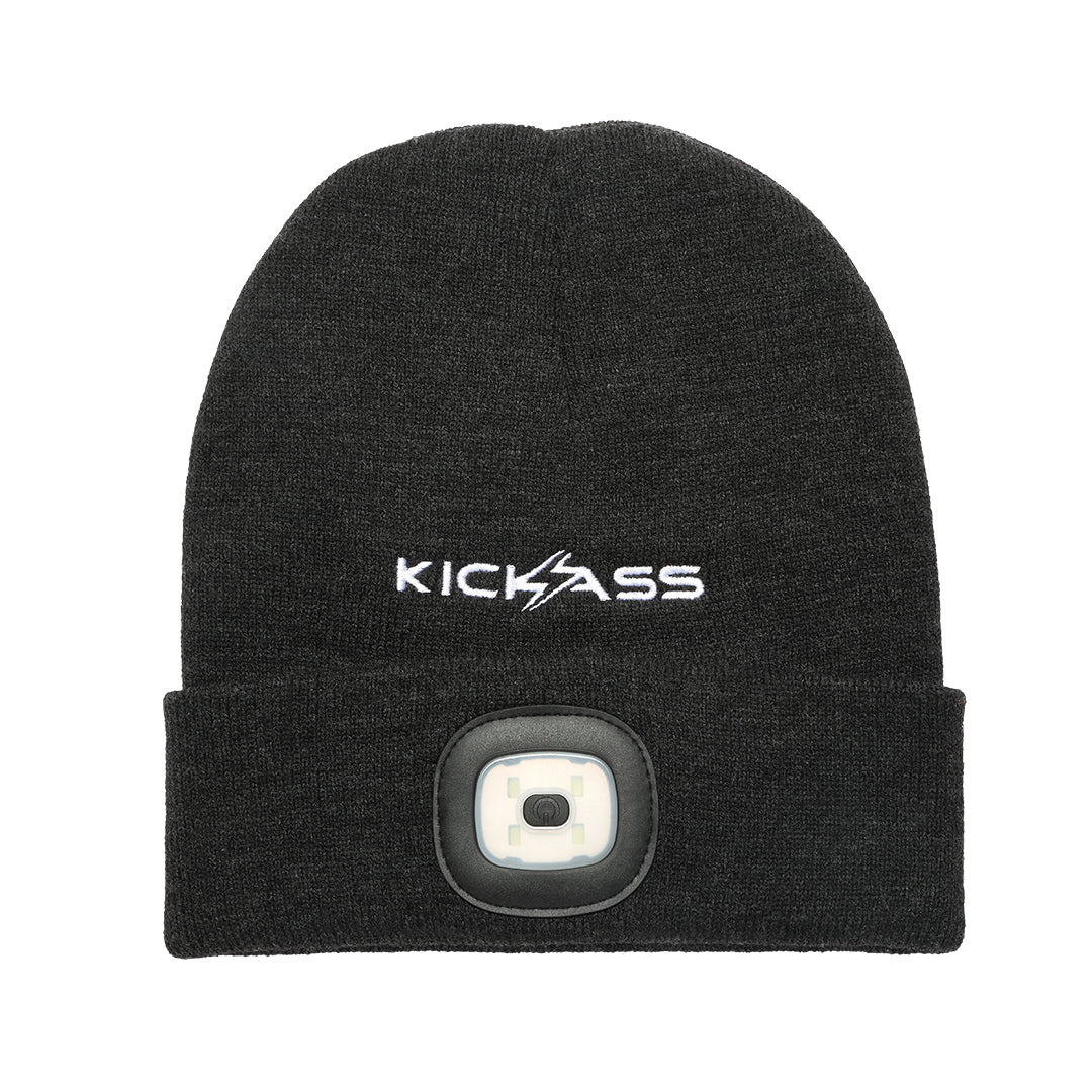 KickAss Rechargeable LED Light Beanie in Grey