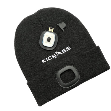 KickAss Rechargeable LED Light Beanie in Grey
