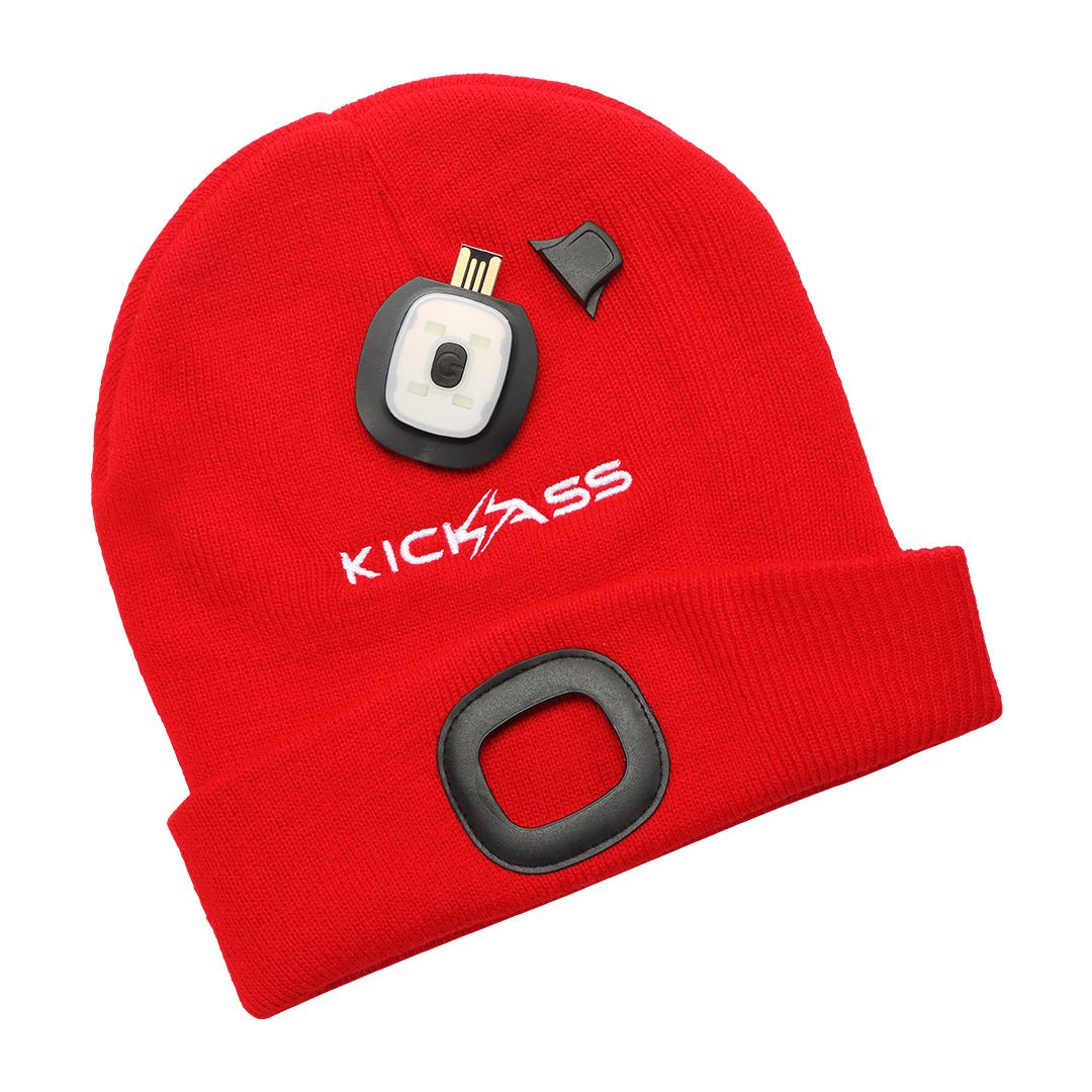 KickAss Rechargeable LED Light Beanie in Red