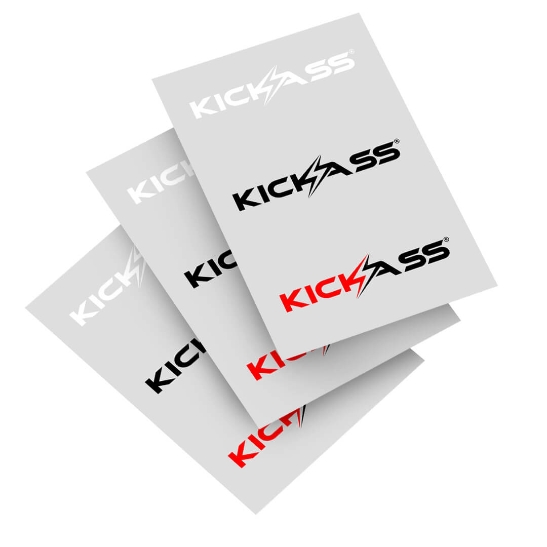 KickAss Small Decal Stickers 3 Pack on A5