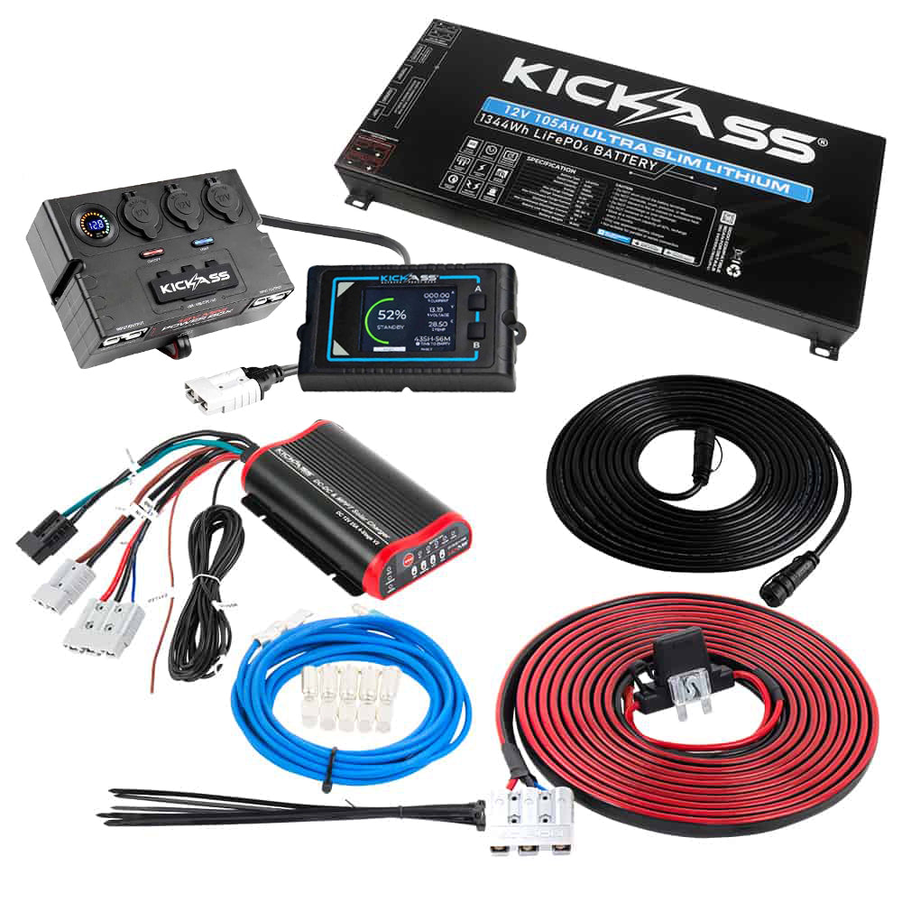 KickAss Ultra Slim 105AH Lithium Battery Value Bundle