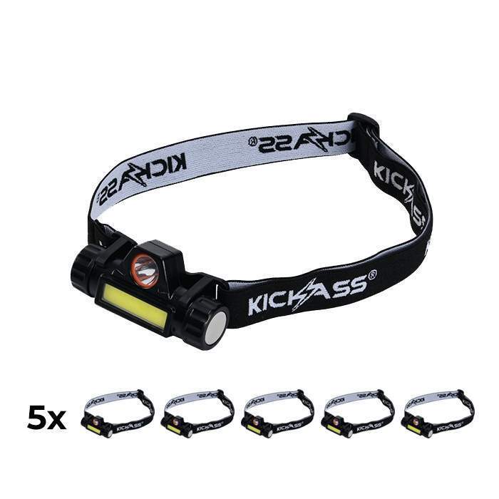 5 Pack of KickAss Lithium LED Head Torches