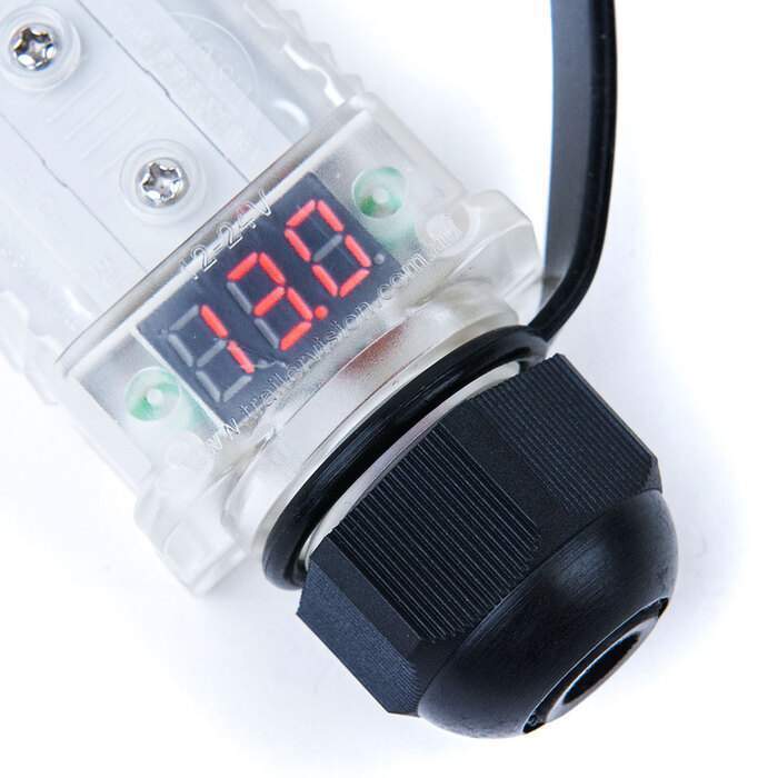 50A Anderson Plug Voltmeter - Clear Cover With Voltage Display - Black