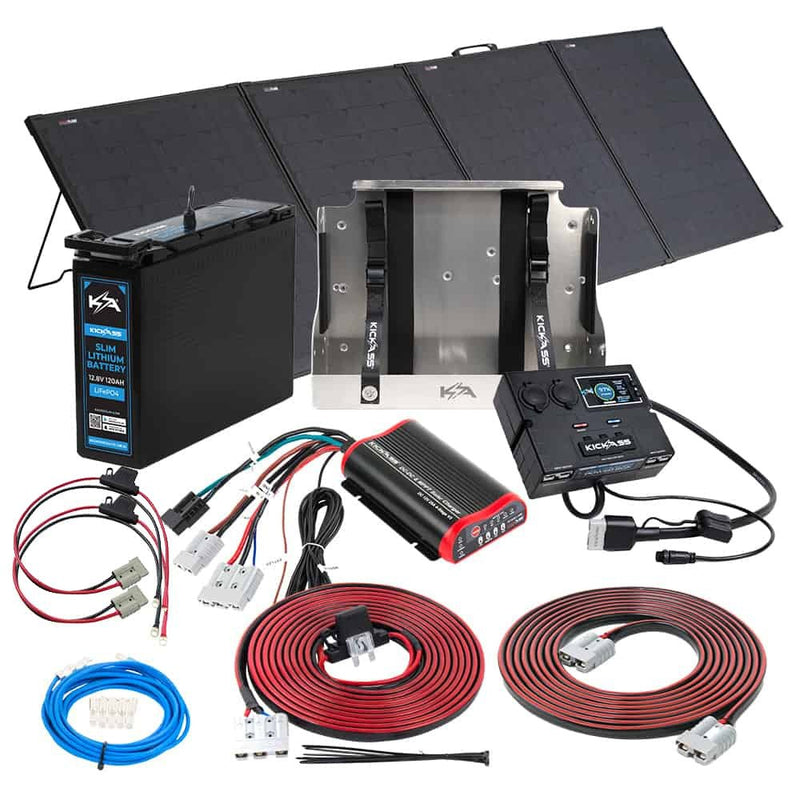 KickAss 12V 120Ah Slimline LiFePO4 Lithium Battery Complete Bundle
