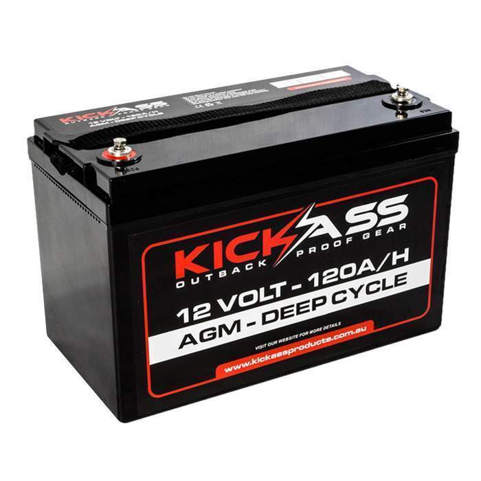 KickAss 12V 120AH AGM Battery Twin Pack with Cables, & 22Am