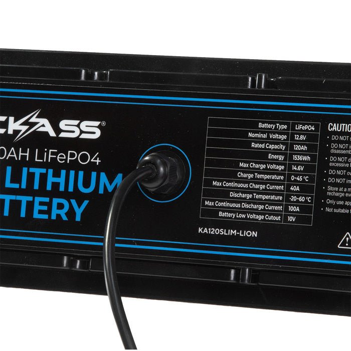 KickAss 12V 120AH LiFePo4 Slimline Lithium Battery, RDU, DCDC, Tray, Accessory Panel & Wiring Kit!