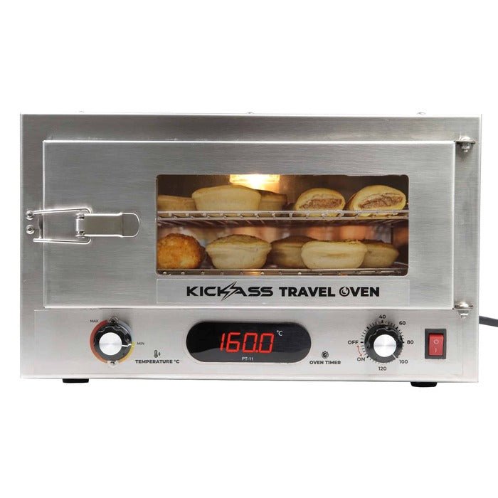 KickAss 12V 130W Portable Travel Oven Small - Glass Door and Thermometer