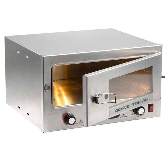 KickAss 12V 130W Portable Travel Oven Small - Glass Door, Thermometer & Tray