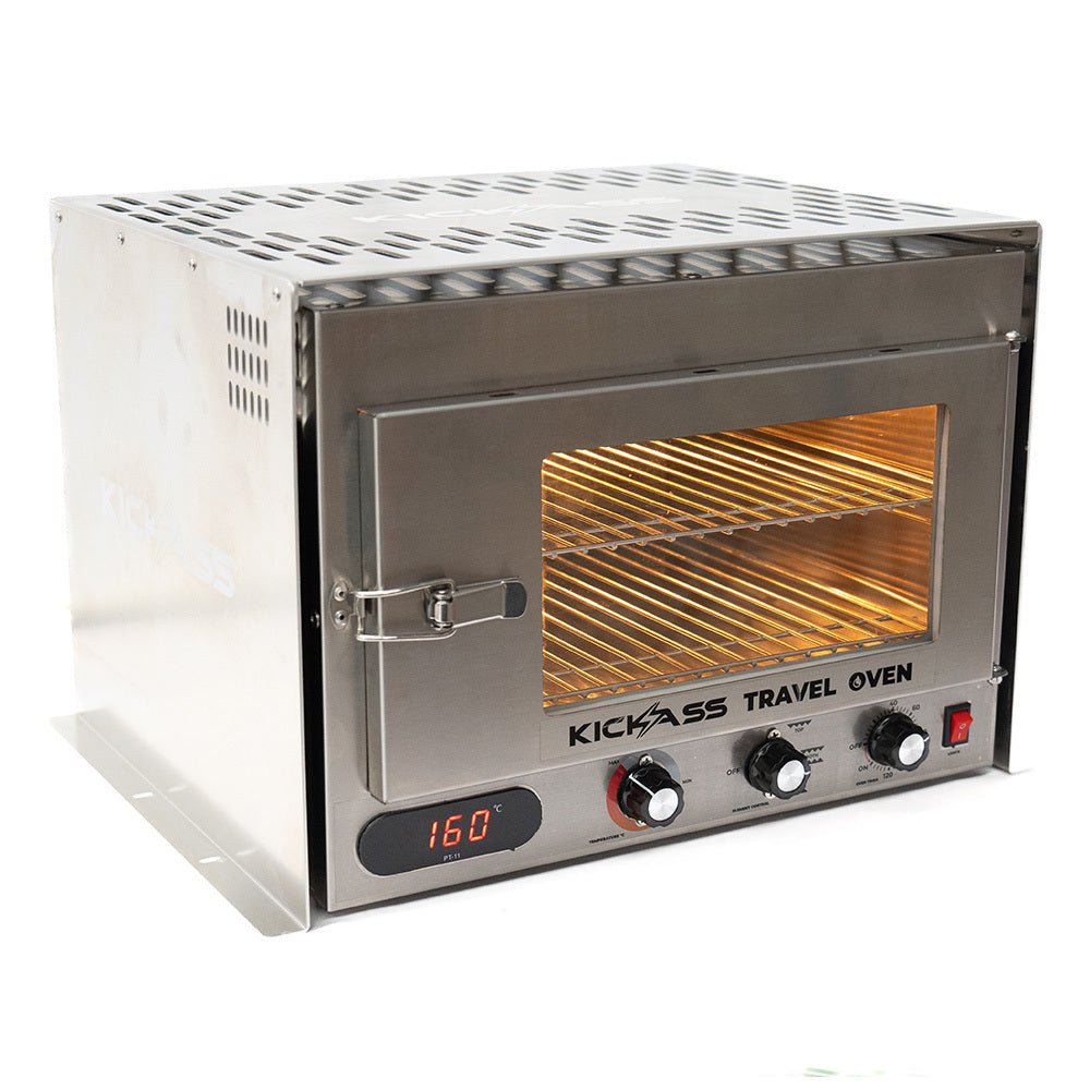 KickAss 12V 260W Portable Large Travel Oven - Glass Door & Thermometer