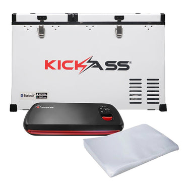 KickAss 75L Portable Camping Fridge/Freezer & Lithium Vacuum Sealer Combo