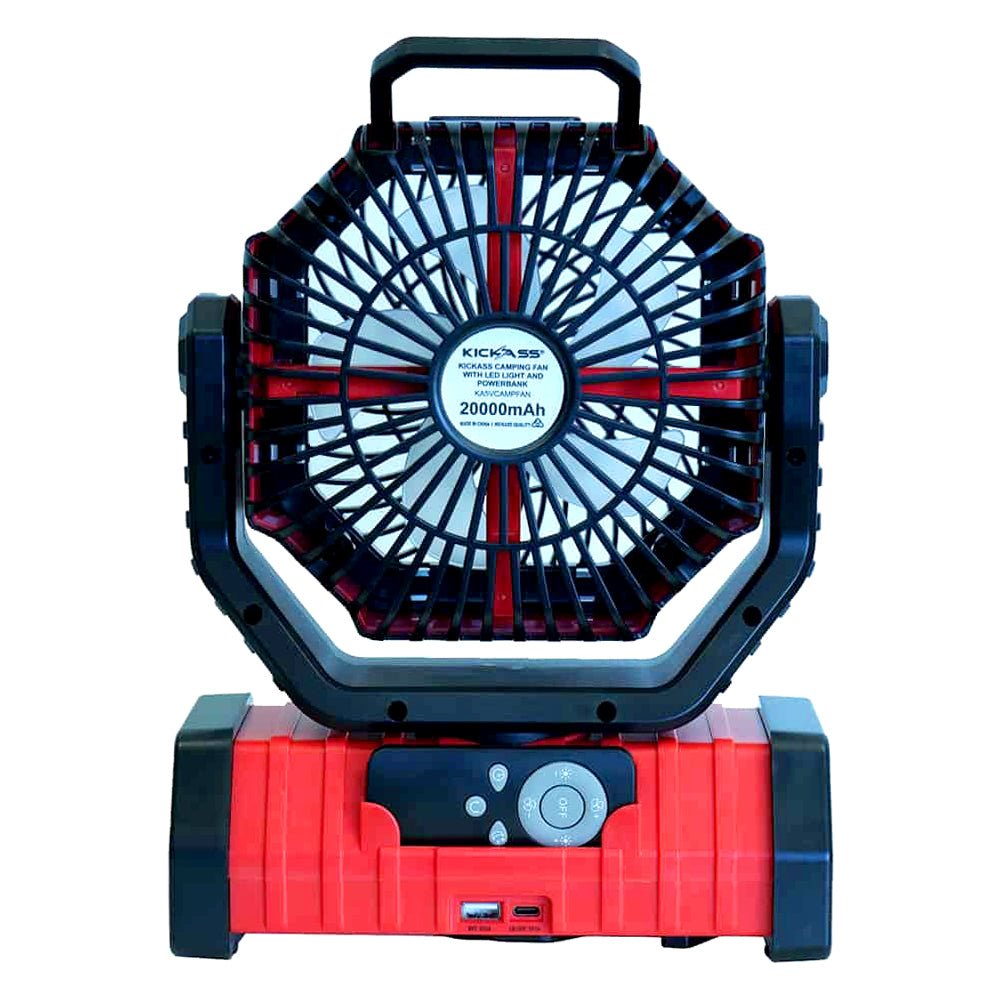 KickAss Camping Fan With LED Light Rechargeable Power Bank