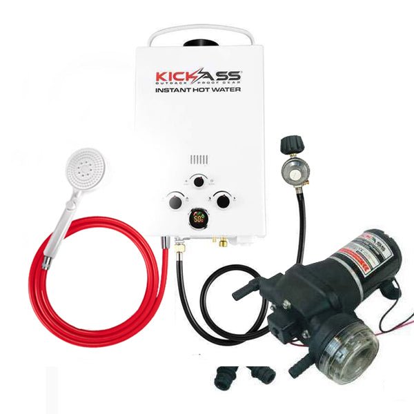 KickAss Instant Gas Hot Water System with 12V 12L/min Water Pump