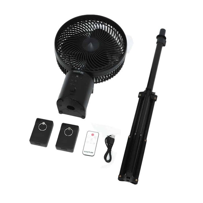 KickAss Large Oscillating Free Standing Fan with Tripod, Remote Control & Dual Power Banks