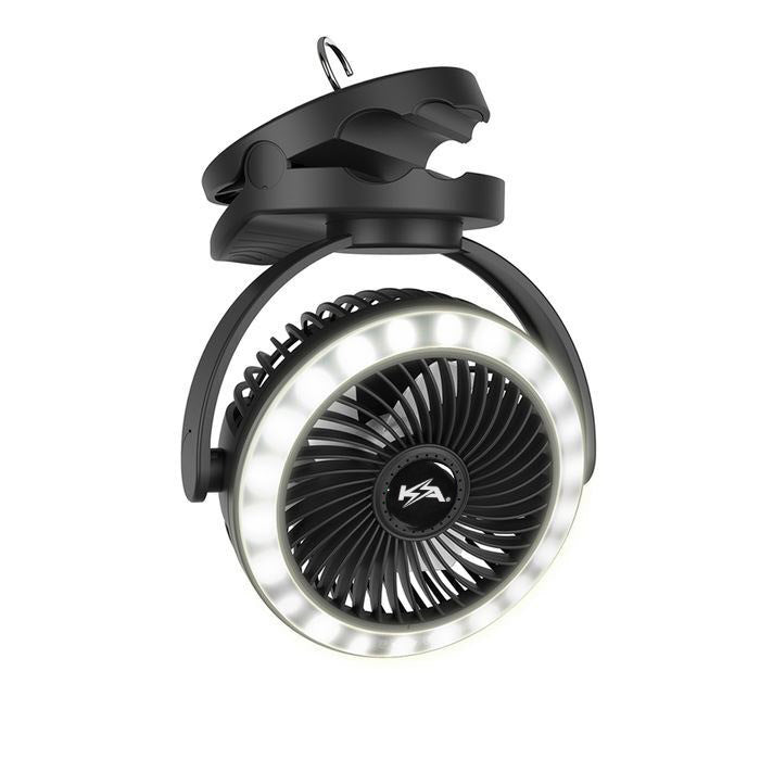 KickAss Portable 5V Clip Fan with White LED Light (2 Fans)