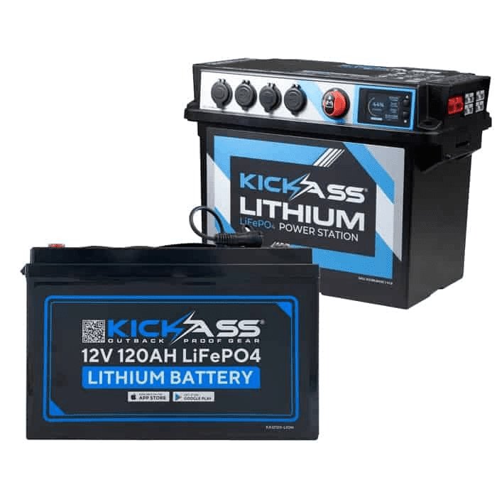 KickAss Portable Lithium Battery Box Power Station & 120AH Lithium Battery Combo