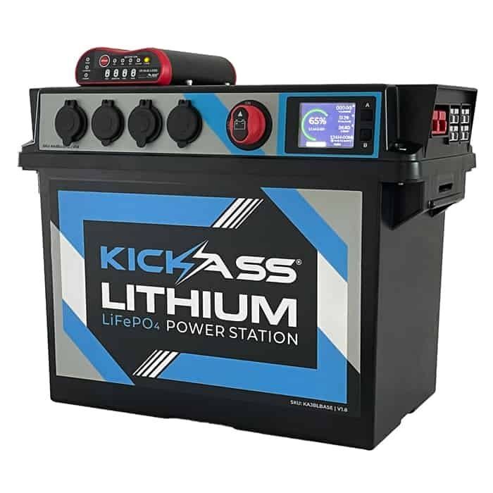 KickAss Portable Lithium Battery Box Power Station With 25A MPPT DC-DC Charger & 120AH Lithium Battery Combo