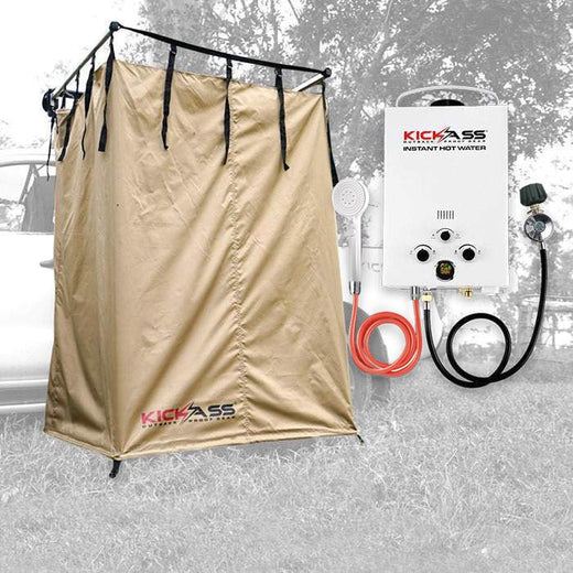 KickAss Shower Awning + Instant Hot Water System Bundle
