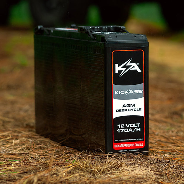 The KickAss 170Ah Slimline 12V Deep Cycle AGM Battery KickAss Products