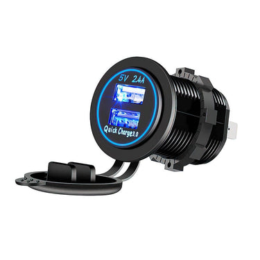 PRO Dual USB Accessory Socket QC3.0 + 2.4A Blue illumination