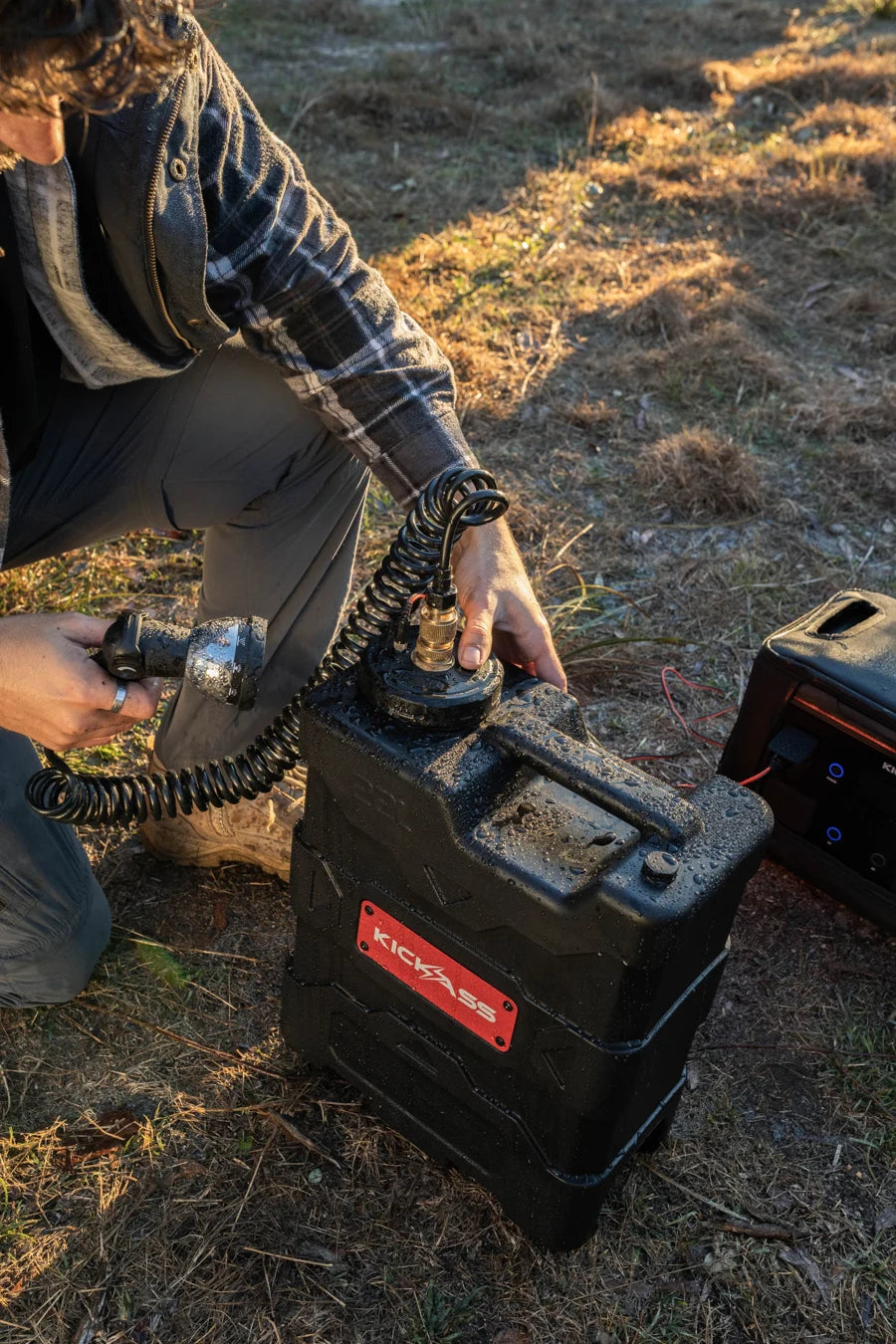 Connecting the hose and pump to an AquaBoss portable tank